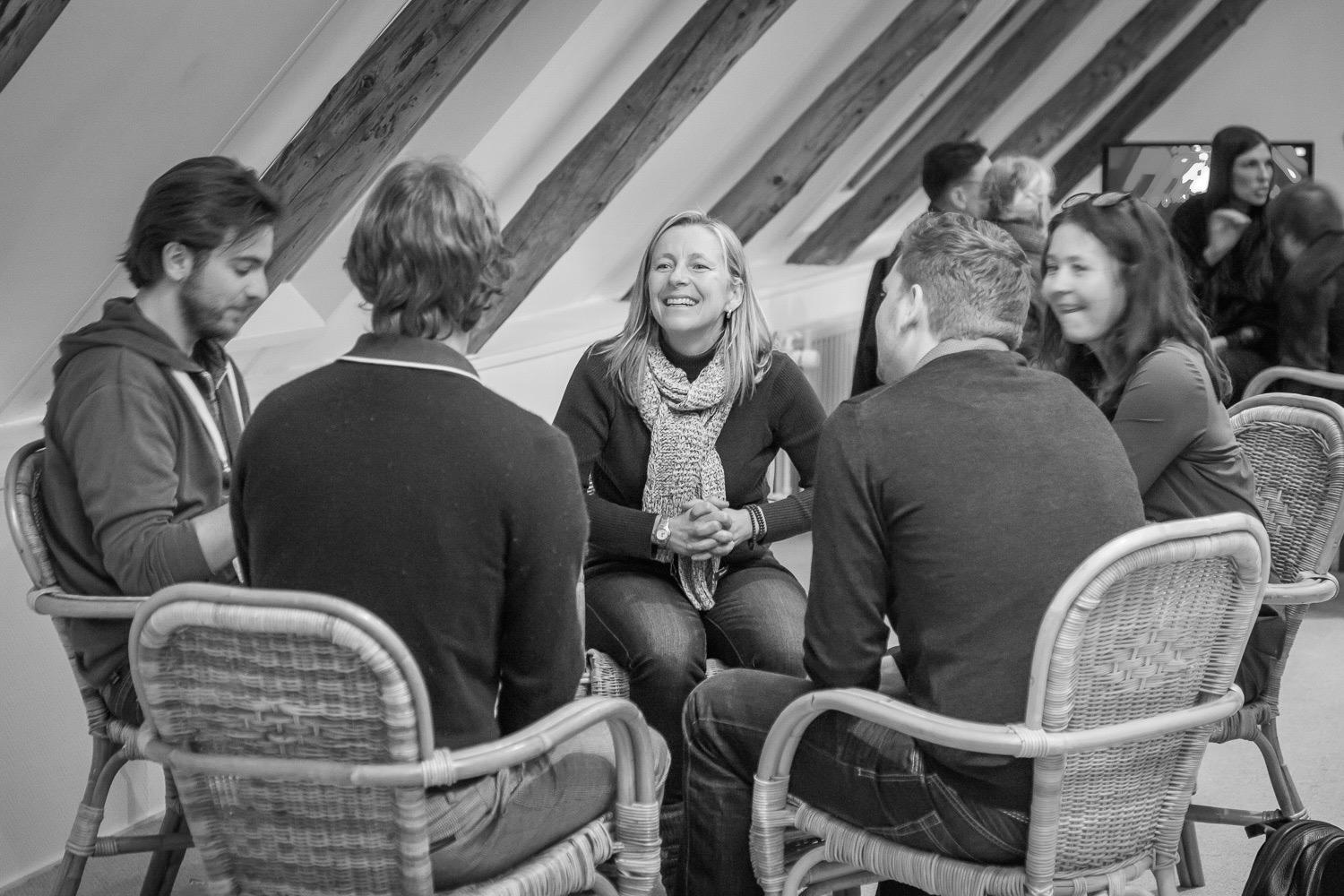 A small practice circle in conversation